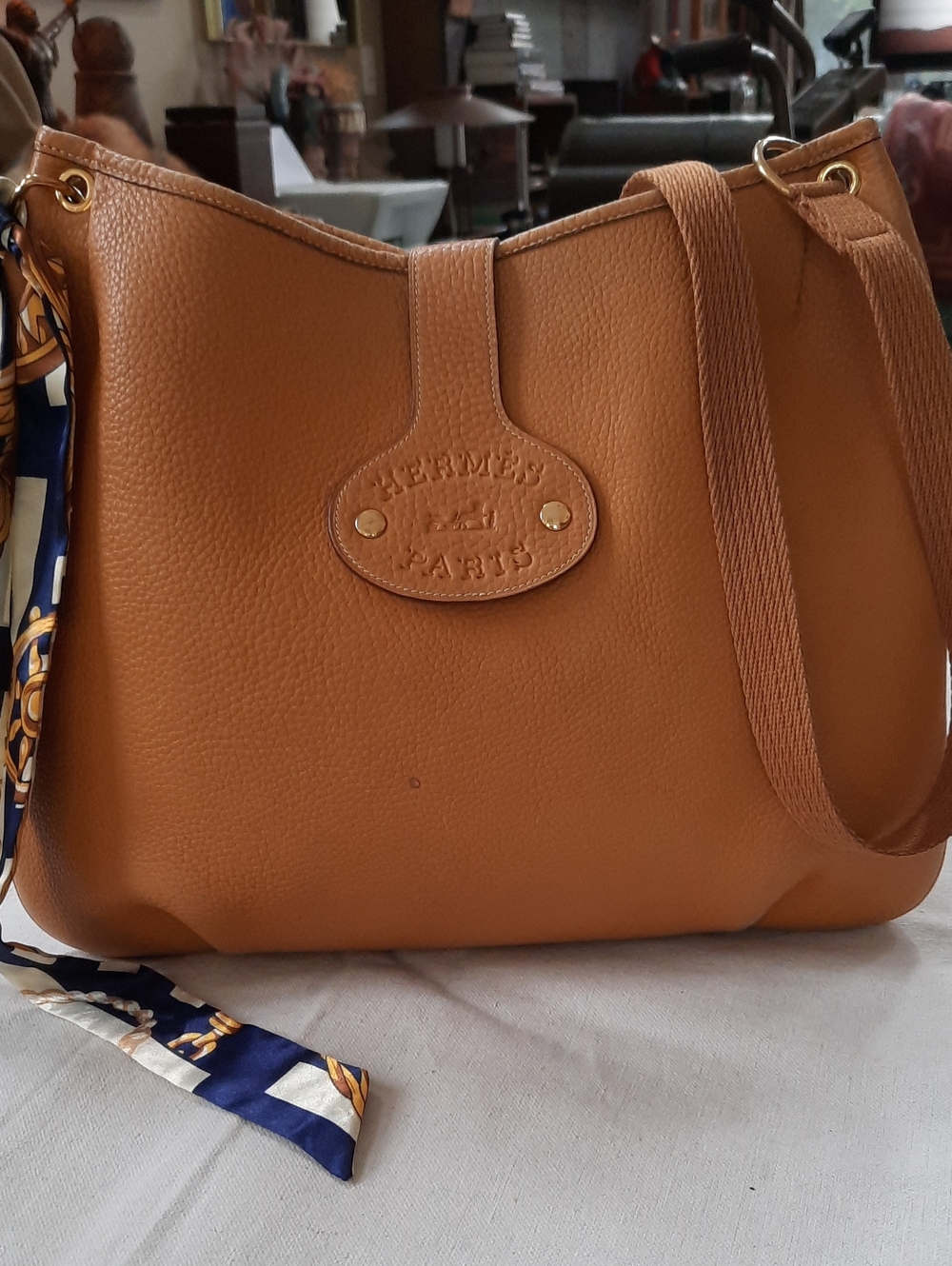 Hermes Pebbled Leather Shoulder Bag